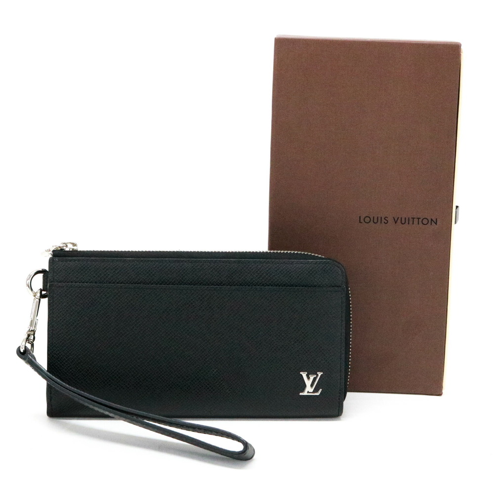 Louis Vuitton Dragonne Taiga Long Wallet L Zip Strap Ardoise Bag Black